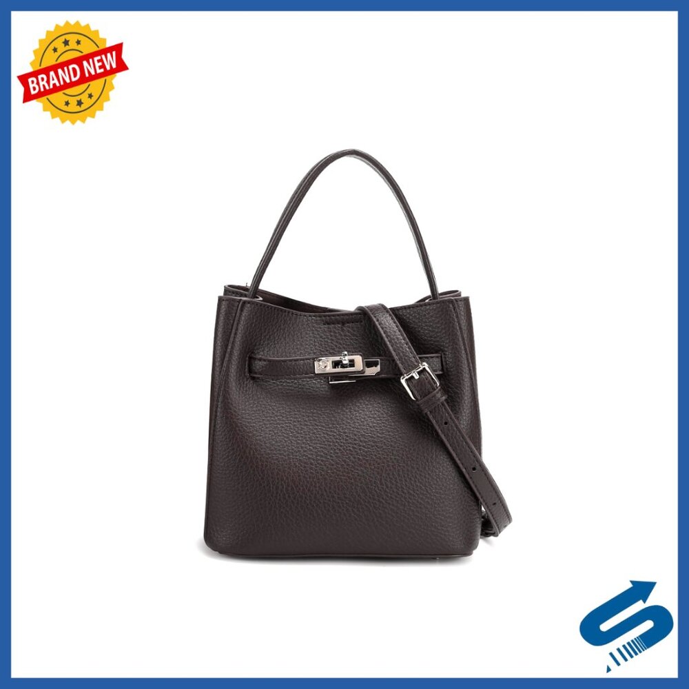 Crossbody Bucket Bag with Adjustable Strap and Turn-Lock Closure